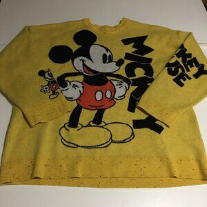 Disney Parks Mickey Mouse Womens Size 1X Yellow Sweater Pullover